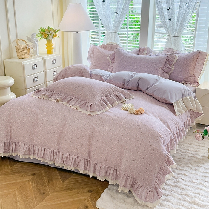 91家纺网 家纺一手货源 找家纺 （总）巧玲珑 2025新款80s法式大花边四件套