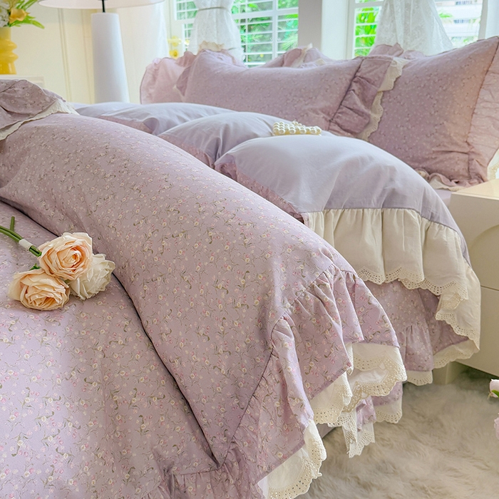 91家纺网 家纺一手货源 找家纺 （总）巧玲珑 2025新款80s法式大花边四件套