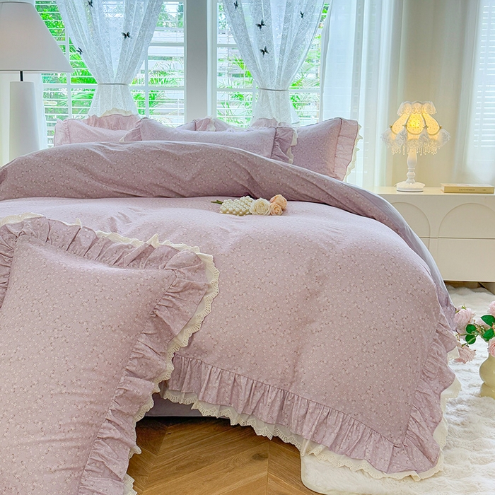 91家纺网 家纺一手货源 找家纺 （总）巧玲珑 2025新款80s法式大花边四件套