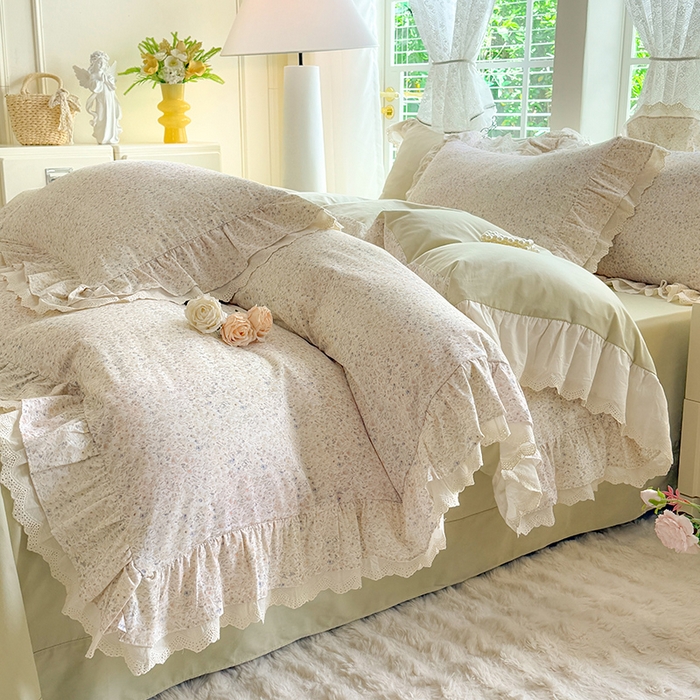 91家纺网 家纺一手货源 找家纺 巧玲珑 2025新款80s法式大花边四件套 恋曲