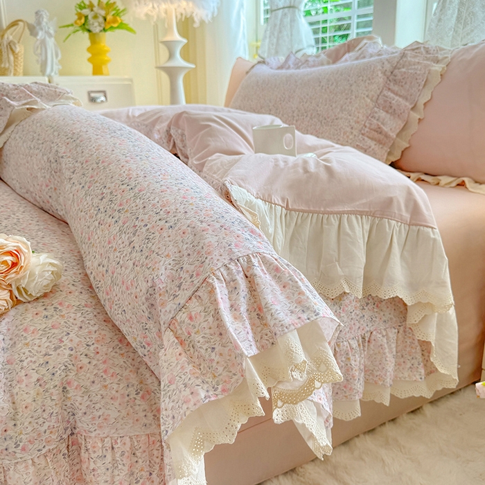 91家纺网 家纺一手货源 找家纺 巧玲珑 2025新款80s法式大花边四件套 铃兰