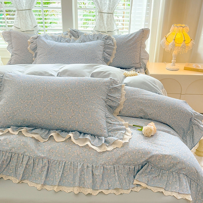 91家纺网 家纺一手货源 找家纺 巧玲珑 2025新款80s法式大花边四件套 漫春