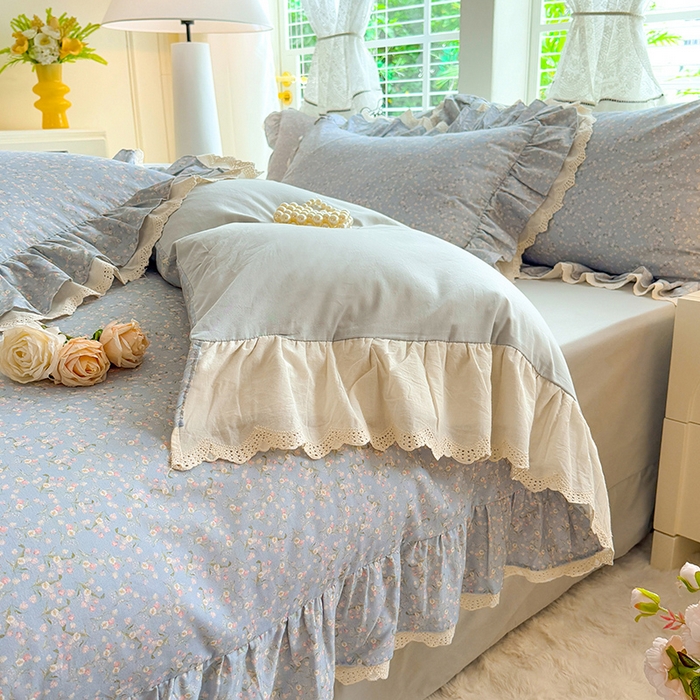 91家纺网 家纺一手货源 找家纺 巧玲珑 2025新款80s法式大花边四件套 漫春