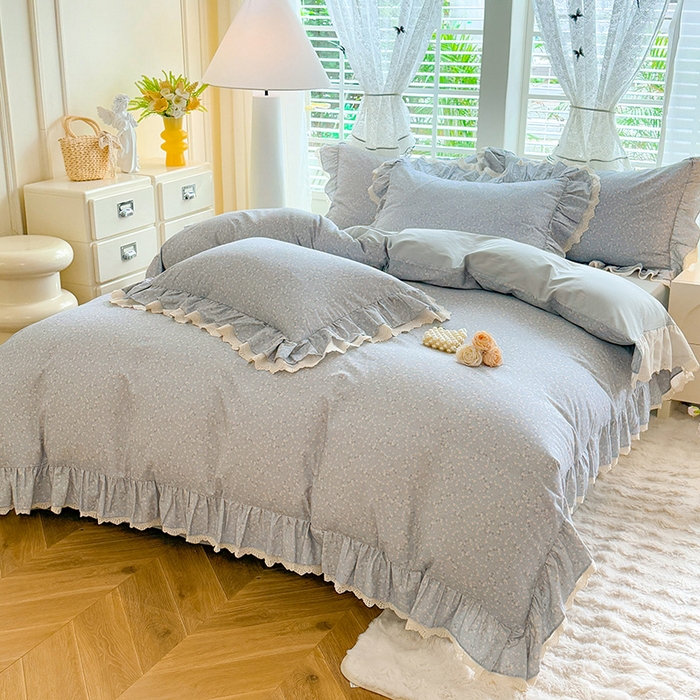 91家纺网 家纺一手货源 找家纺 巧玲珑 2025新款80s法式大花边四件套 漫春