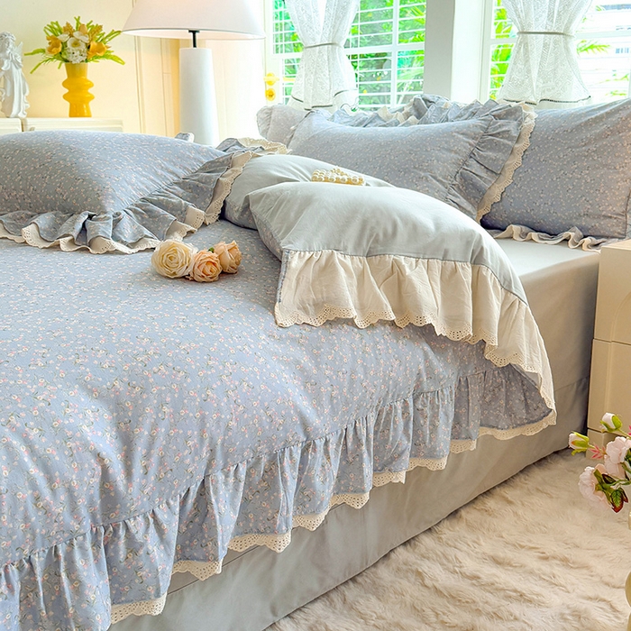 91家纺网 家纺一手货源 找家纺 巧玲珑 2025新款80s法式大花边四件套 漫春