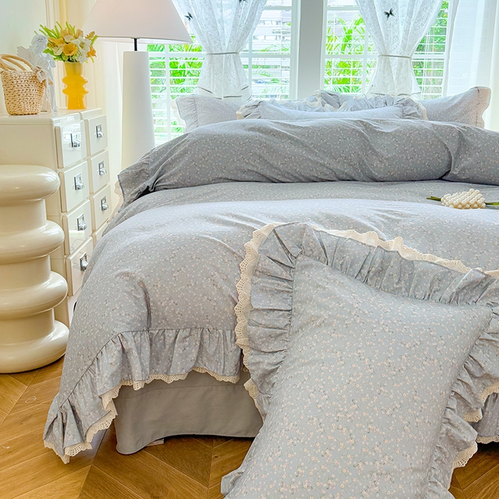 91家纺网 家纺一手货源 找家纺 巧玲珑 2025新款80s法式大花边四件套 漫春