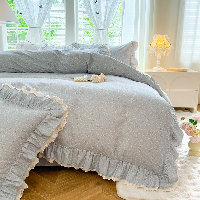 91家纺网 家纺一手货源 找家纺 巧玲珑 2025新款80s法式大花边四件套 漫春