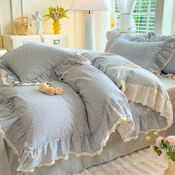 91家纺网 家纺一手货源 找家纺 巧玲珑 2025新款80s法式大花边四件套 漫春