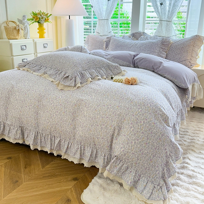 91家纺网 家纺一手货源 找家纺 巧玲珑 2025新款80s法式大花边四件套 梦归