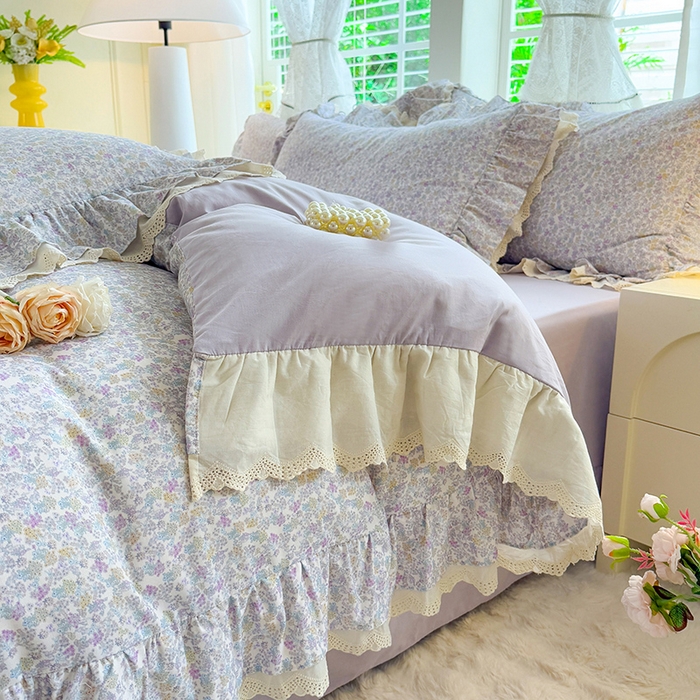 91家纺网 家纺一手货源 找家纺 巧玲珑 2025新款80s法式大花边四件套 梦归