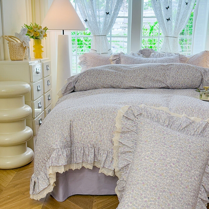 91家纺网 家纺一手货源 找家纺 巧玲珑 2025新款80s法式大花边四件套 梦归