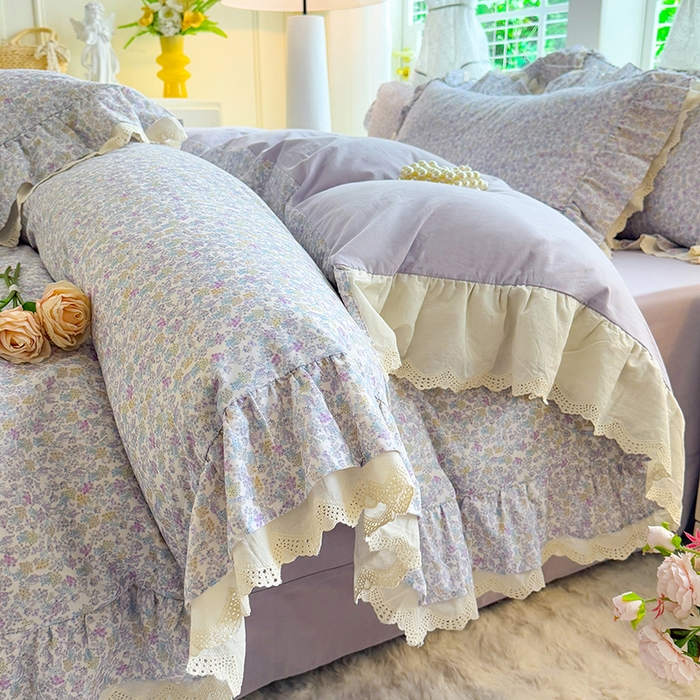 91家纺网 家纺一手货源 找家纺 巧玲珑 2025新款80s法式大花边四件套 梦归