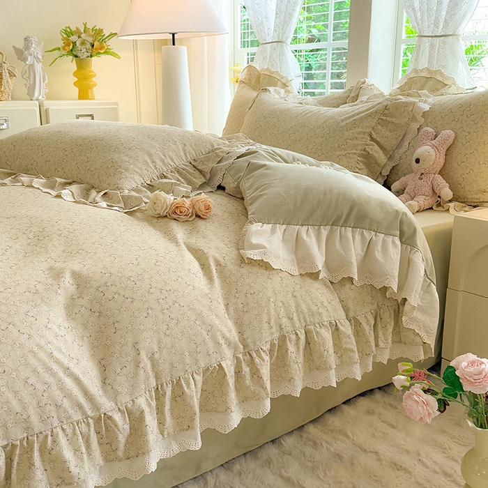 91家纺网 家纺一手货源 找家纺 巧玲珑 2025新款80s法式大花边四件套 怡香