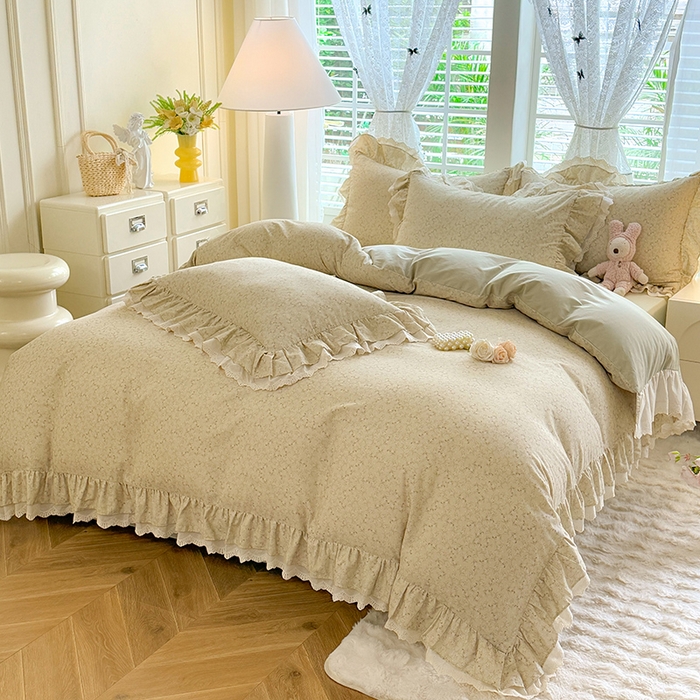 91家纺网 家纺一手货源 找家纺 巧玲珑 2025新款80s法式大花边四件套 怡香