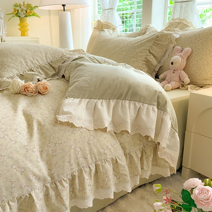 91家纺网 家纺一手货源 找家纺 巧玲珑 2025新款80s法式大花边四件套 怡香