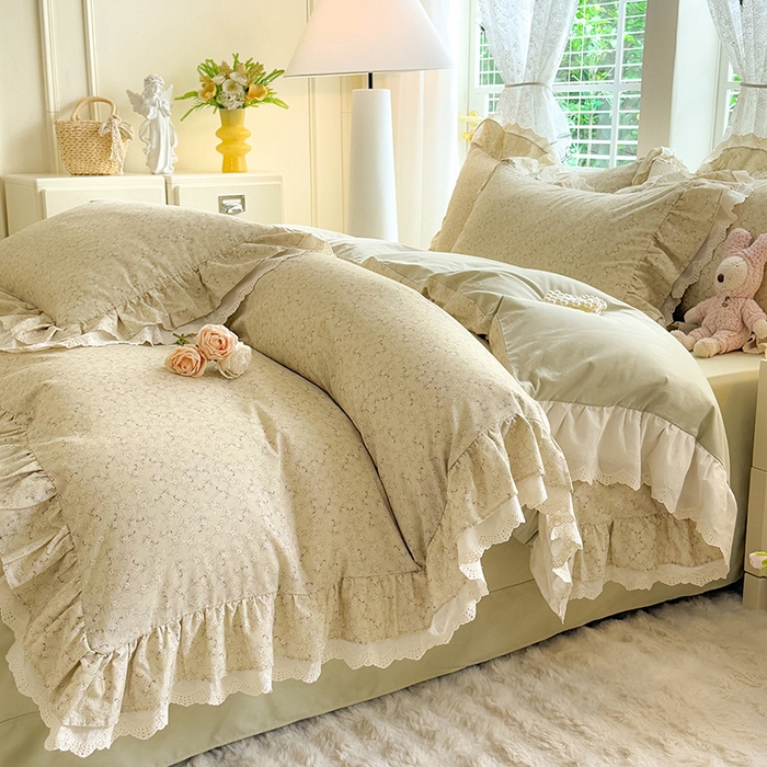 91家纺网 家纺一手货源 找家纺 巧玲珑 2025新款80s法式大花边四件套 怡香