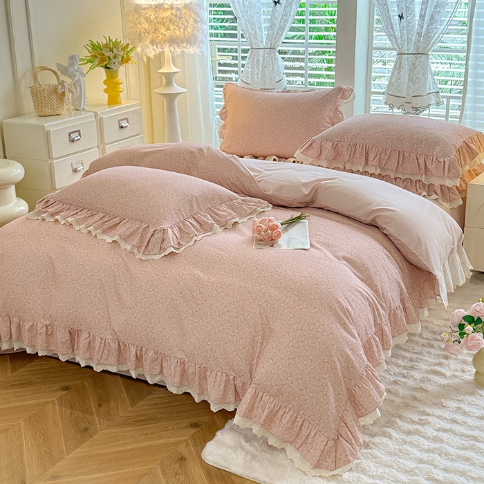 91家纺网 家纺一手货源 找家纺 巧玲珑 2025新款80s法式大花边四件套 芸蜜