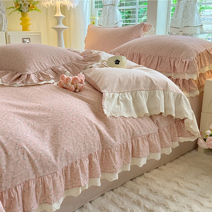 91家纺网 家纺一手货源 找家纺 巧玲珑 2025新款80s法式大花边四件套 芸蜜