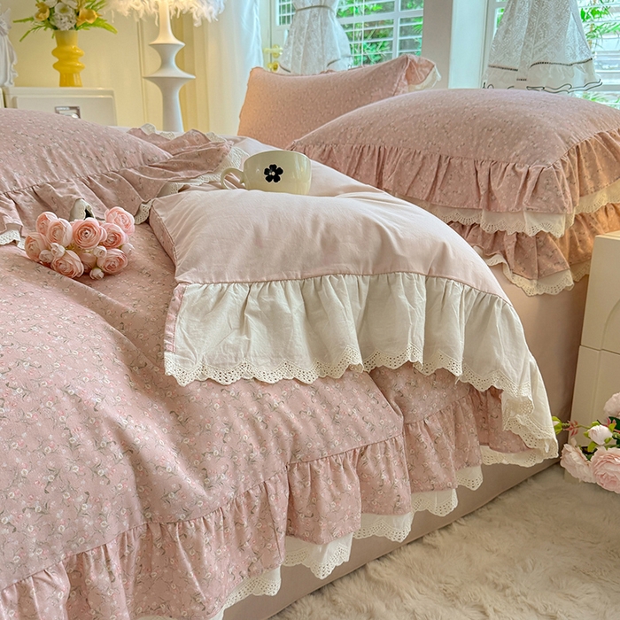 91家纺网 家纺一手货源 找家纺 巧玲珑 2025新款80s法式大花边四件套 芸蜜