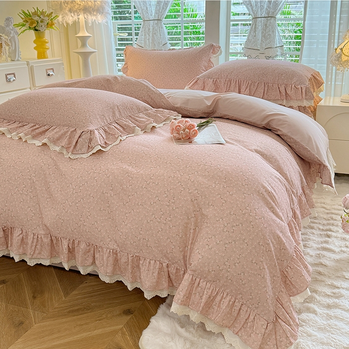 91家纺网 家纺一手货源 找家纺 巧玲珑 2025新款80s法式大花边四件套 芸蜜