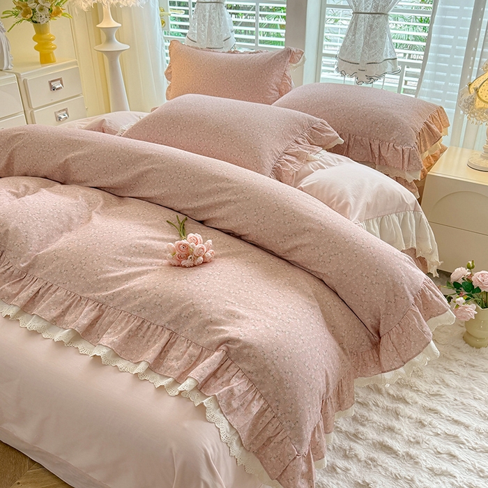 91家纺网 家纺一手货源 找家纺 巧玲珑 2025新款80s法式大花边四件套 芸蜜