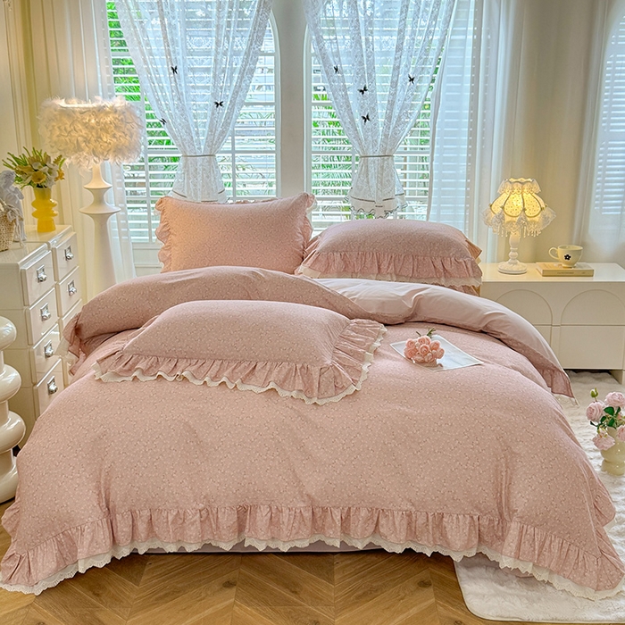 91家纺网 家纺一手货源 找家纺 巧玲珑 2025新款80s法式大花边四件套 芸蜜