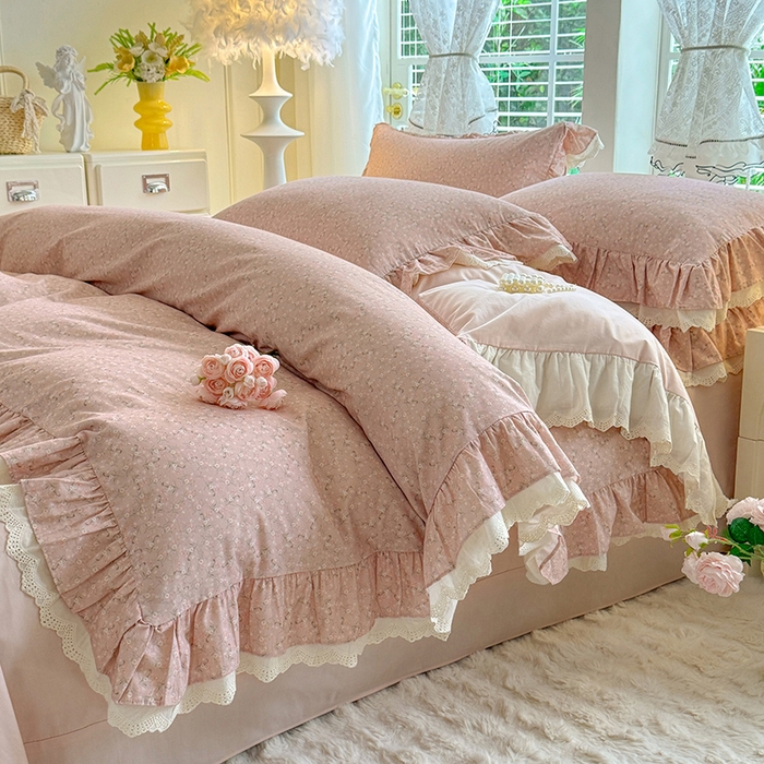 91家纺网 家纺一手货源 找家纺 巧玲珑 2025新款80s法式大花边四件套 芸蜜