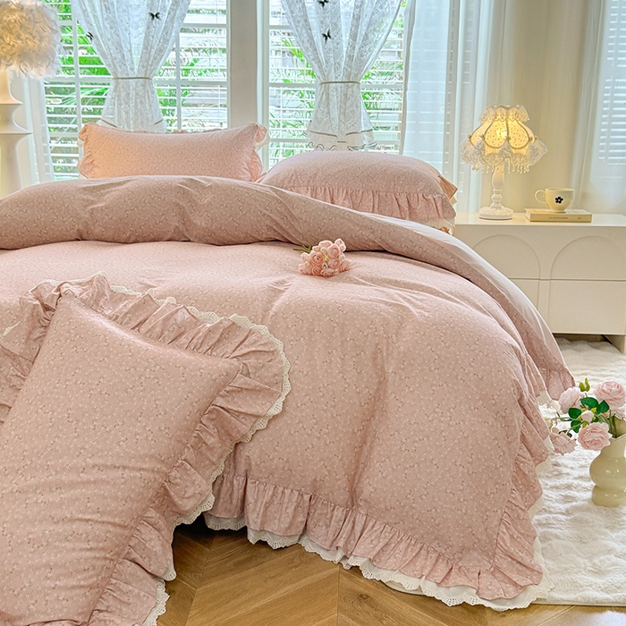 91家纺网 家纺一手货源 找家纺 巧玲珑 2025新款80s法式大花边四件套 芸蜜