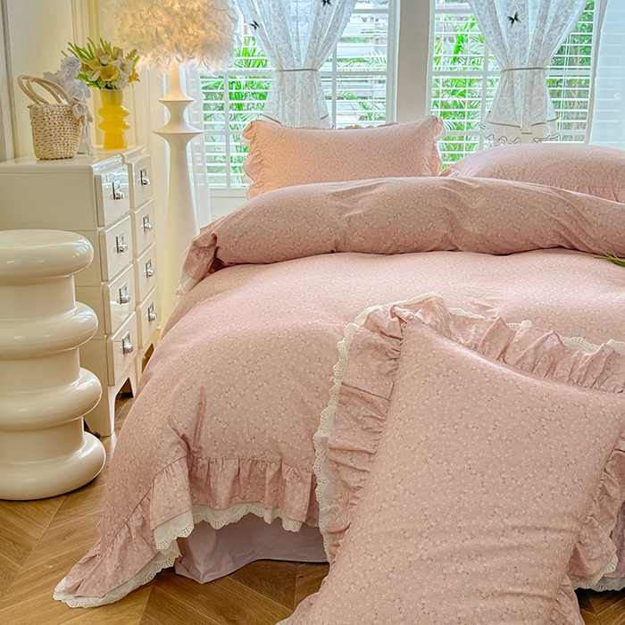 91家纺网 家纺一手货源 找家纺 巧玲珑 2025新款80s法式大花边四件套 芸蜜