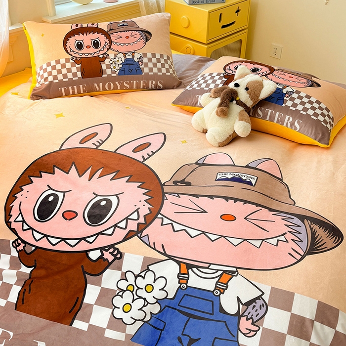 91家纺网 家纺一手货源 找家纺 总1ds生活馆 2025新款大版卡通水晶绒牛奶绒珊瑚绒三件套四件套