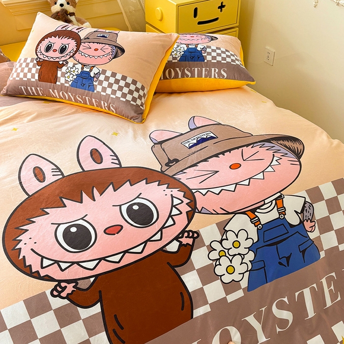 91家纺网 家纺一手货源 找家纺 总1ds生活馆 2025新款大版卡通水晶绒牛奶绒珊瑚绒三件套四件套