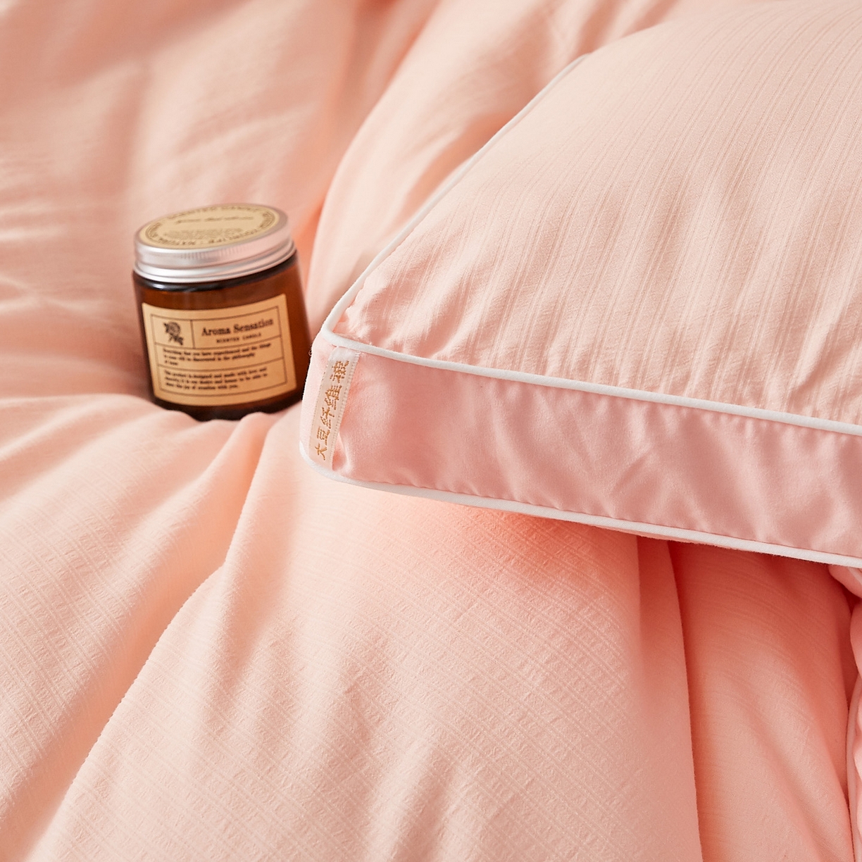 91家纺网 家纺一手货源 找家纺 帕芬鸟家纺 2025新款云柔棉提花大豆被被子被芯 立体-粉玉