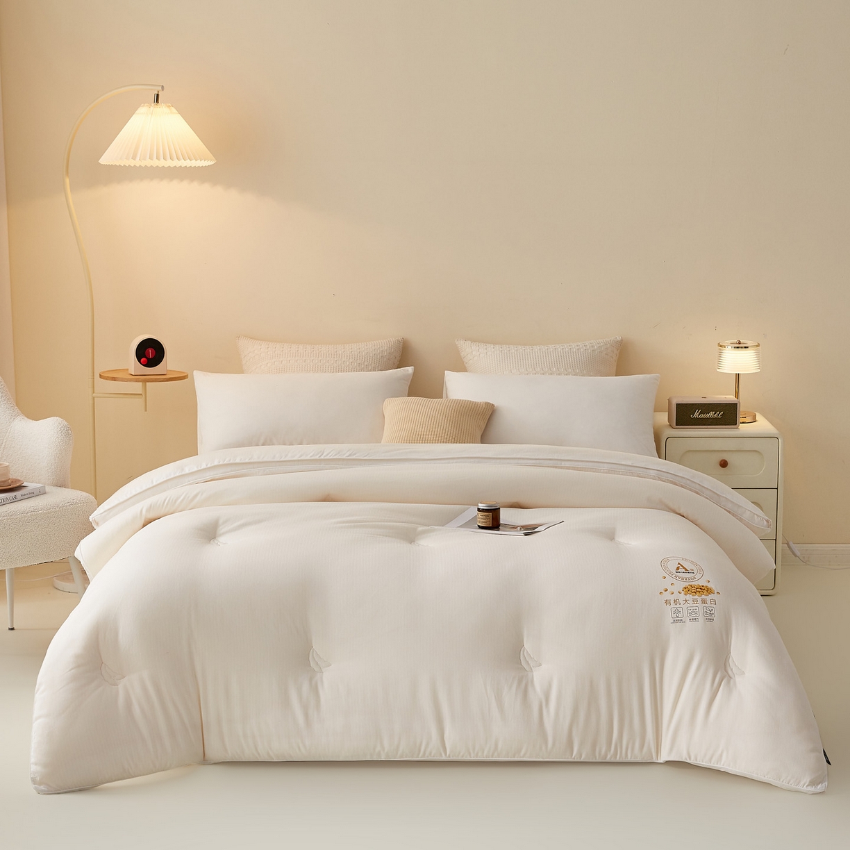 91家纺网 家纺一手货源 找家纺 （总）帕芬鸟家纺 2024新款A类原棉大豆纤维夹棉床垫床笠