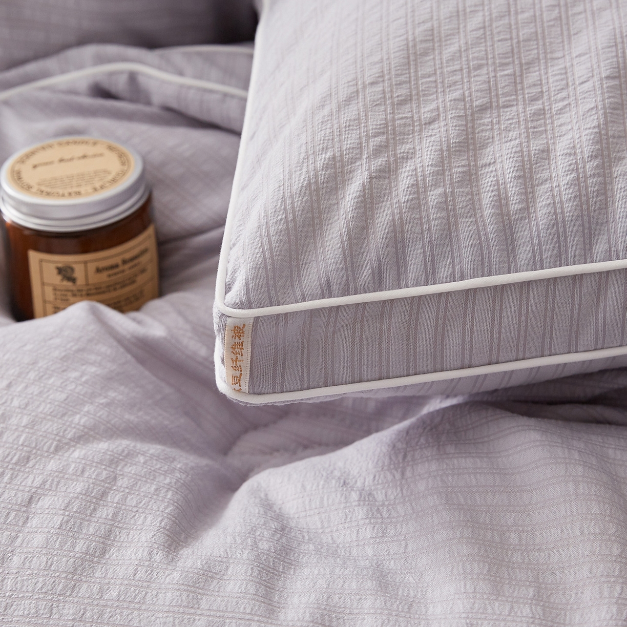 91家纺网 家纺一手货源 找家纺 帕芬鸟家纺 2025新款云柔棉提花大豆被被子被芯 立体-浅灰