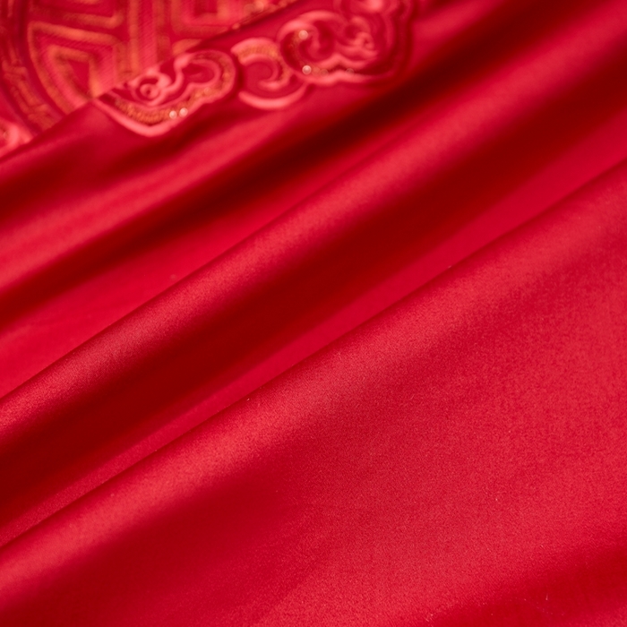 91家纺网 家纺一手货源 找家纺 布乐意 2025新款全棉长绒棉贡缎提花全工艺喷气重工新中式绣花大红婚庆四件套多件套直播金玉满堂【红】