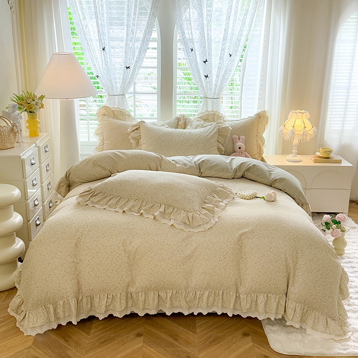 91家纺网 家纺一手货源 找家纺 （总）巧玲珑 2025新款80s法式大花边四件套