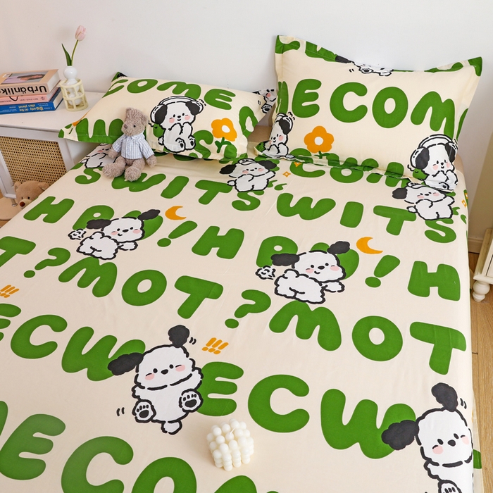 91家纺网 家纺一手货源 找家纺 金盛纺 2025新款13372全棉印花单品床单 屁屁狗