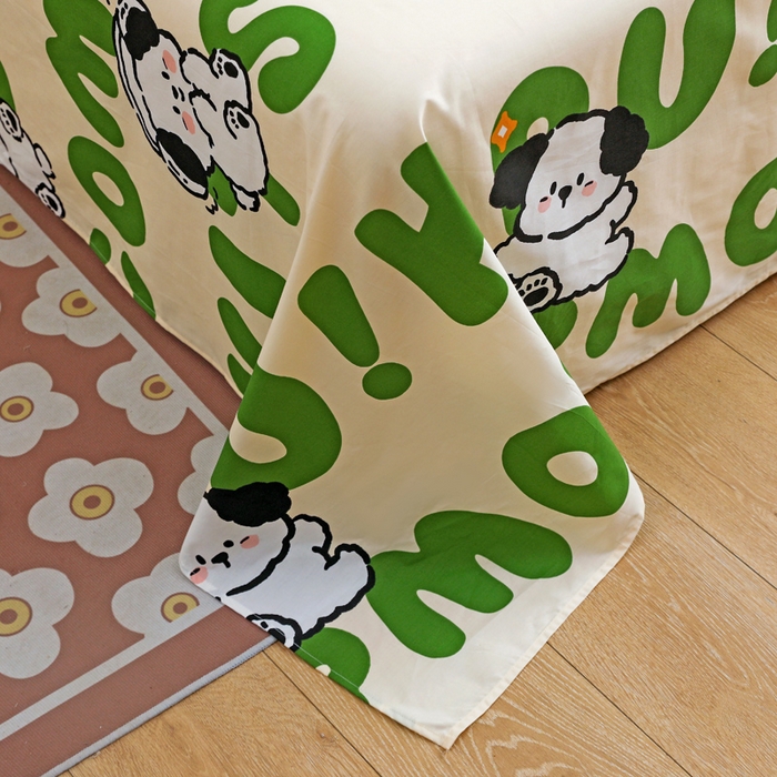 91家纺网 家纺一手货源 找家纺 金盛纺 2025新款13372全棉印花单品床单 屁屁狗