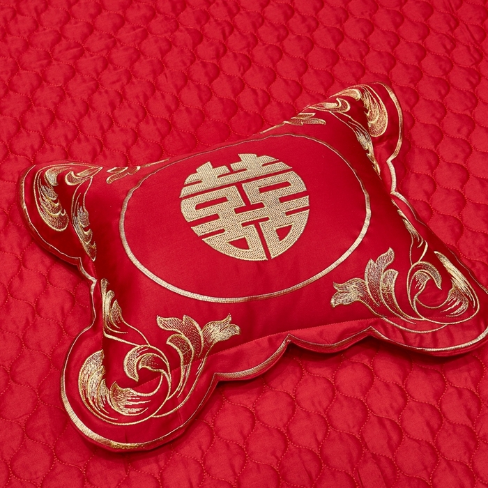 91家纺网 家纺一手货源 找家纺 布乐意 2025新款全棉长绒棉贡缎提花全工艺喷气重工新中式绣花大红婚庆四件套多件套直播金玉满堂【金】