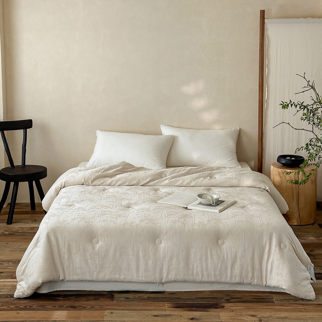 91家纺网 家纺一手货源 找家纺 【与自然同频】傲蕾睡梦森林棉麻大豆羊毛被冬被春秋被可水洗裸睡被芯亚麻被子