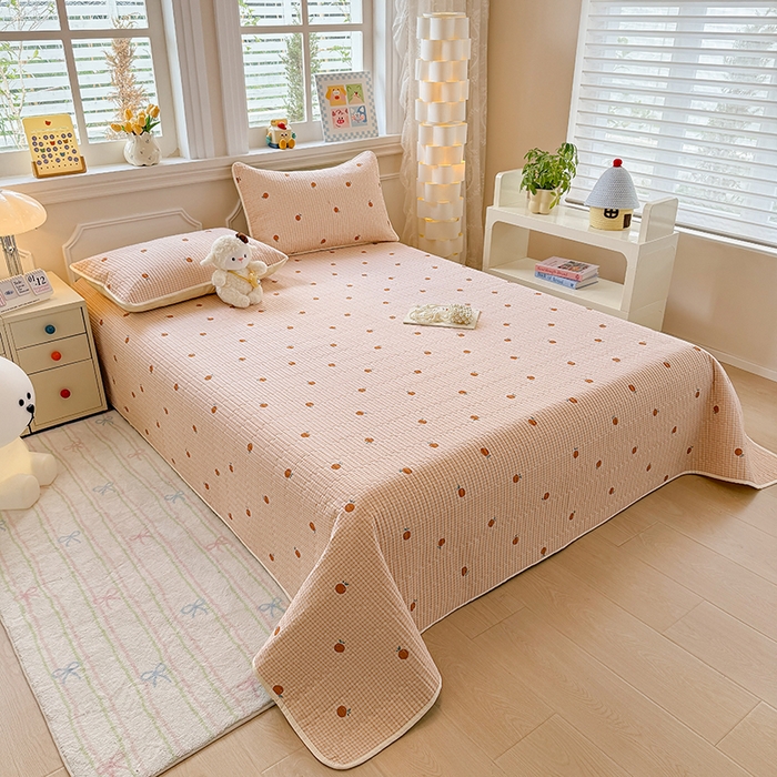 91家纺网 家纺一手货源 找家纺 大元 2025新款A类数码印花朴棉夹棉床盖老粗布床盖双面可用 小橘子