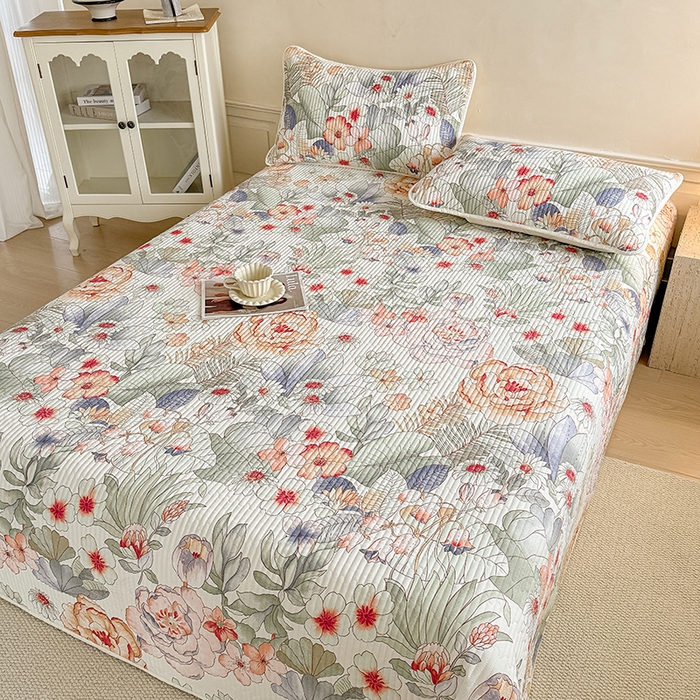 91家纺网 家纺一手货源 找家纺 大元 2025新款A类数码印花朴棉夹棉床盖老粗布床盖双面可用 群芳