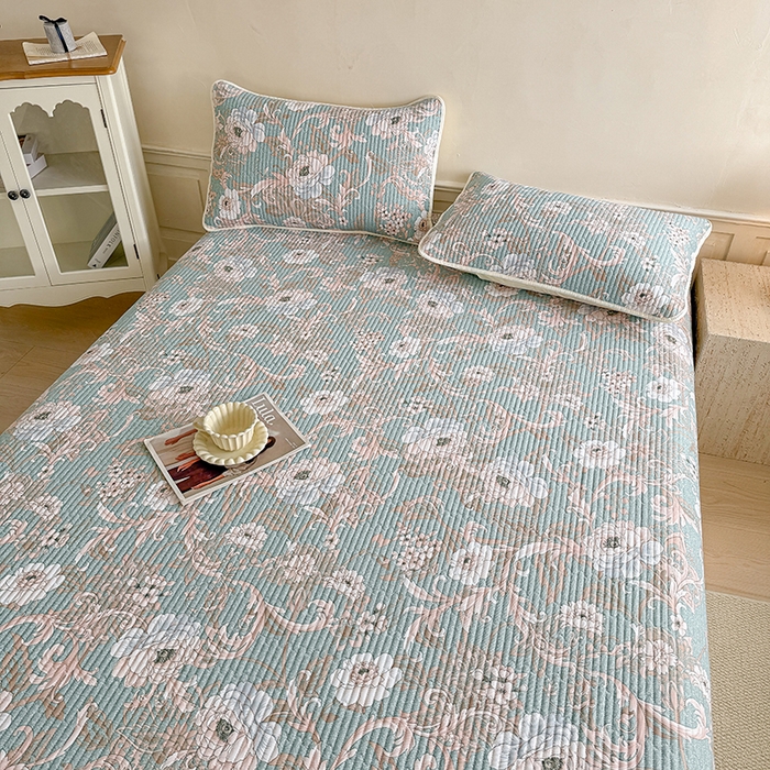 91家纺网 家纺一手货源 找家纺 大元 2025新款A类数码印花朴棉夹棉床盖老粗布床盖双面可用 雅香