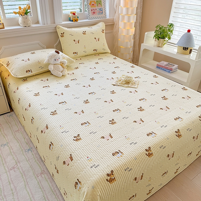 91家纺网 家纺一手货源 找家纺 大元 2025新款A类数码印花朴棉夹棉床盖老粗布床盖双面可用 汪汪派