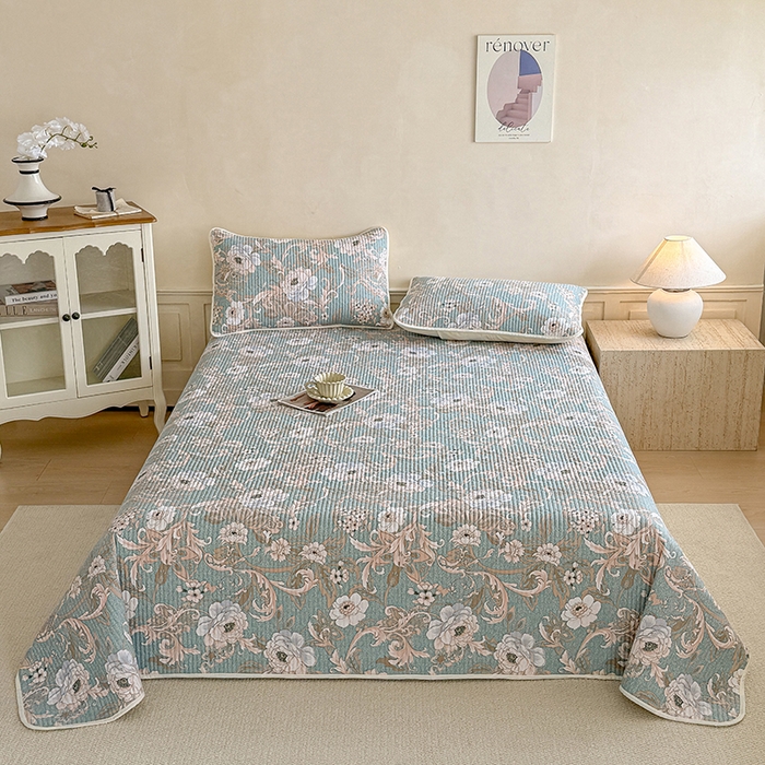 91家纺网 家纺一手货源 找家纺 大元 2025新款A类数码印花朴棉夹棉床盖老粗布床盖双面可用 雅香