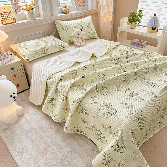 91家纺网 家纺一手货源 找家纺 大元 2025新款A类数码印花朴棉夹棉床盖老粗布床盖双面可用 丰收