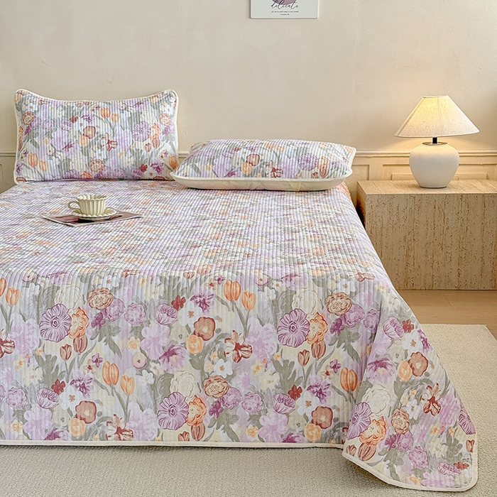 大元 2025新款A类数码印花朴棉夹棉床盖老粗布床盖双面可用 锦花