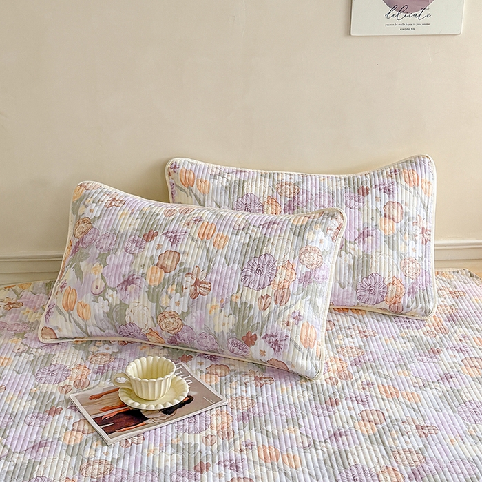 91家纺网 家纺一手货源 找家纺 大元 2025新款A类数码印花朴棉夹棉床盖老粗布床盖双面可用 锦花