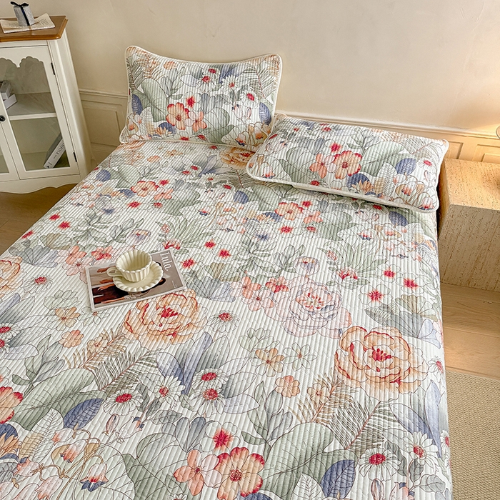 91家纺网 家纺一手货源 找家纺 大元 2025新款A类数码印花朴棉夹棉床盖老粗布床盖双面可用 群芳