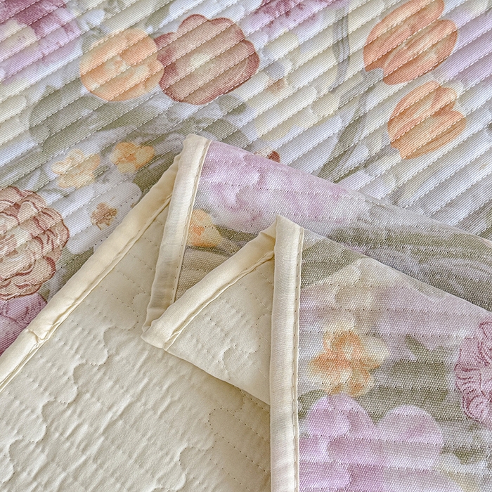 91家纺网 家纺一手货源 找家纺 大元 2025新款A类数码印花朴棉夹棉床盖老粗布床盖双面可用 锦花